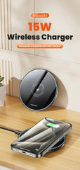 Toocki 15W Wireless Charger Pad Fast Wireless Charging Station for iPhone 15 14 13 12 Samsung Galaxy S23 S22 S21 S20 Airpods