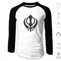 Khanda Hoodie Cotton Long Sleeve Khanda Sikhi Sikh Sikhism Religion Religious Punjab Punjabi Singh Kaur Sikh Symbol