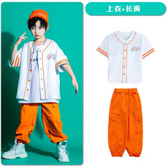 Kid Kpop Hip Hop Clothing Baseball Cardigan Shirt Top White Streetwear Cargo Jogger Pants Shorts for Girl Boy Jazz Dance Costume