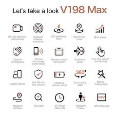 Lenovo V198MAX Drone 8K Profesional FPV Brushless Laser obstacle avoidance Aerial Optical Foldable Quadcopter Mini 4K Dron