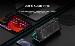 MLOVE P3 Outdoor Bluetooth Speaker, 40W Output Power Bluetooth 5.3 Speaker ,Stereo Sound IPX7 Waterproof,Micro SD Card,RGB Light