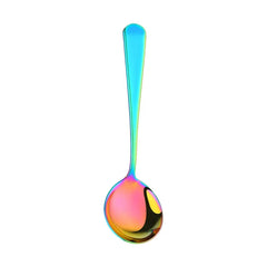 6/8/11Pcs Stainless Steel Soup Spoons Round Dessert Spoon 11 Colors Spoons Set Ice Cream Scoop Spoon In Party Dinnerset Kitchen Tools, Cooking Utensils