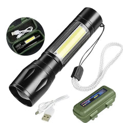 Ultra Bright LED Flashlight 2000LM Type-C Rechargeable Long Range Zoom Tactical Torch Outdoor Emergency Camping Fishing Lantern