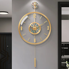 Modern Luxury Large Wall Clock With Pendulum Minimalist Decorative Art Silent Clock Nordic Living Room Bedroom Office Wall Clock