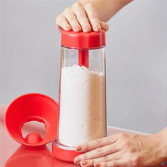 Rotating Flour Sieve Cup Hand-Held Semi-Automatic Flour Mixer Household Baking Tools Plastic Flour Sieve Kitchen Tools, Cooking Utensils
