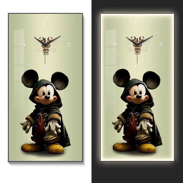 Fashionable Home Wall Decoration Cartoon Mickey Hanging Painting Creative Large Digital Clock LED Luminous Painting Wall Clock