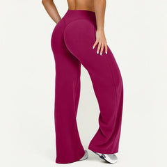 Straight Leg Pants Ultra Soft Butter Fabric Women Mid-Waist Yoga Pants Naked Feel Sports Leggings Pilates Running Sport Trousers