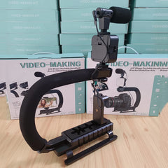 Universal Photography Video Handheld Vlog Stand Stabilizer Kit LED Light Microphone Remote Shutter Phone Camera Video Recording