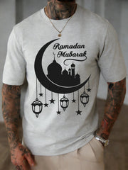 Islamic Ramadan Mubarak Moon Print Mens T Shirt Cotton Loose T-Shirts Summer New Fashion Clothes Male Casual All-Match Sportswear