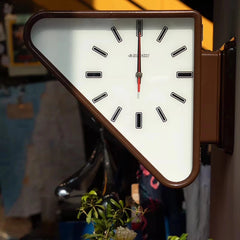 Metal Triangle Wall Clock with Double Sides Industrial Pendulum for Cafe Bar Retro Hanging Clock Silent Non-Ticking Decor Clocks