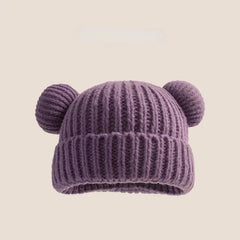 New Korean Loose Big Head Waist Little Bear Ears Woolen Hat Kids Autumn Winter Thickened Warm Knitted Hat Cute Ear Protection