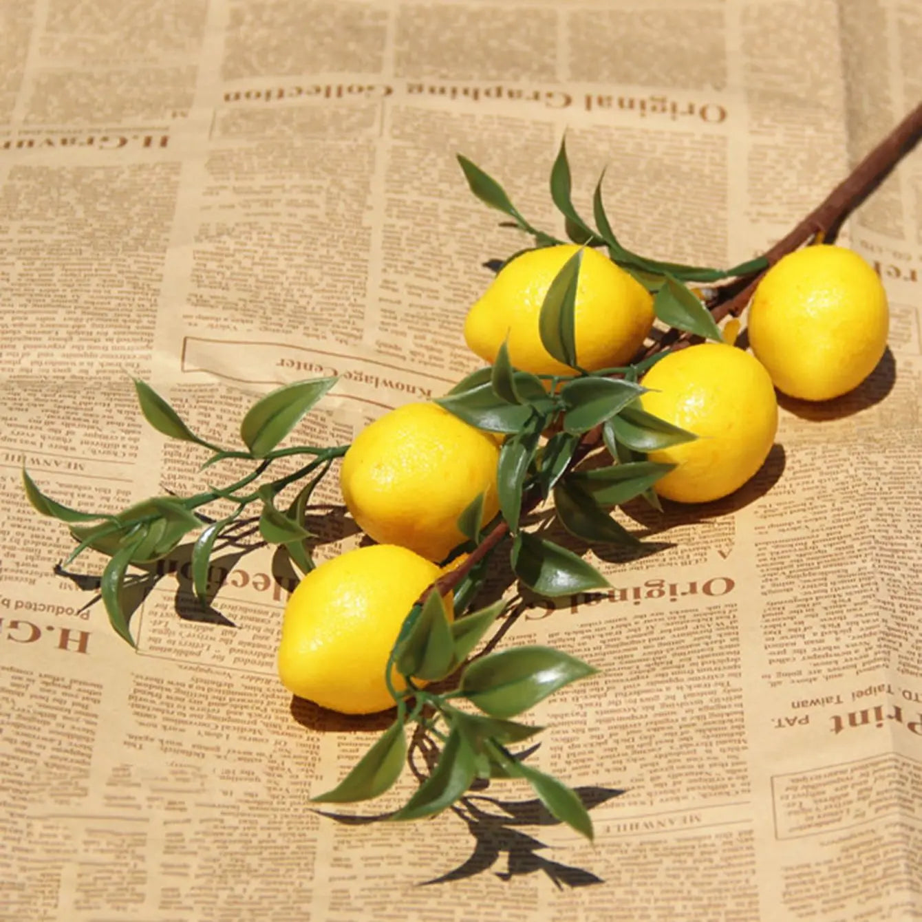 1pcLuxury Lemon Fruit Branch With Green Leaves Artificial Flowers Home Photography Props Flores Artificales Fake Plants Home Decor, Plants & flowers