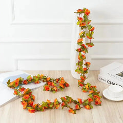 2.2 Meters Rose Artificial Flowers Christmas Garland for Wedding Home Room Decoration Spring Autumn Garden DIY Fake Plant Vine