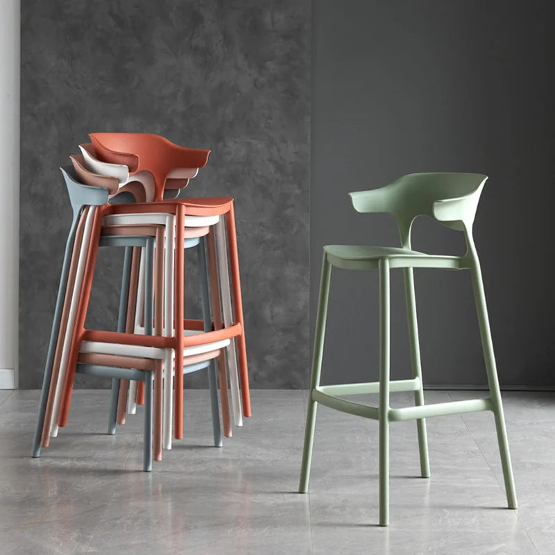 Bar Chair Household Plastic Island Backrest High Foot Dining Chair Stackable High Stool Cafe Negotiation High Stools Kitchen & Dining Furniture Bar Stools & Counter Stools