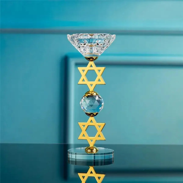 Hexagram Crystal Candle Holder Sacred Geometry Altar Stand for Meditation Yoga Healing Witchcraft Decor