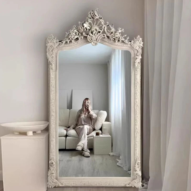 Vintage Living Room Mirrors Full Body Floor Nordic Princess Design Mirrors Full Body Gold Luxury Espejos De Piso Room Decoration