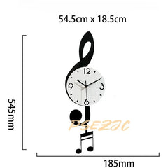 Creative and Fashionable Living Room Music Symbol Pendulum Wall Clock Modern Design Silent Home Decoration