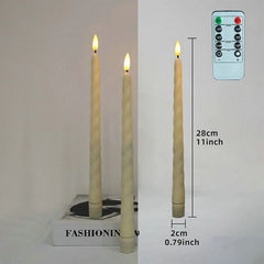 6pcs 11" Led battery operated flickering 3D Wick Spiral LED taper candle lamp candlestick Xmas wedding table Church Decor 28cm