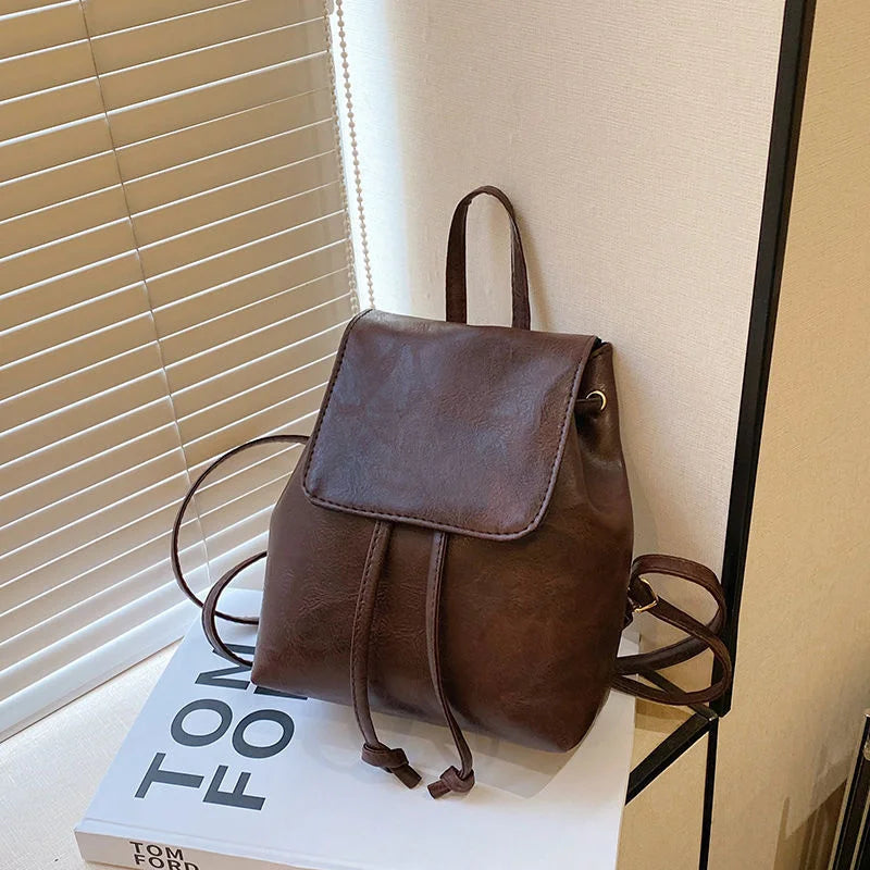 Fashion PU Leather Backpack for Women – Vintage Travel & School Bag