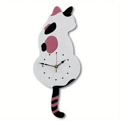 1pc Whimsical Black Cat Pendulum Wall Clock with Moving Tail - Fun and Unique Home Decor for Living Room Office Café and Bedroom