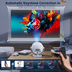 Upgraded Mini Projector, 1280x720P HD , 300 ANSI LED Portable Projector with Bluetooth 6.0, Auto Keystone HDMI USB Home theater