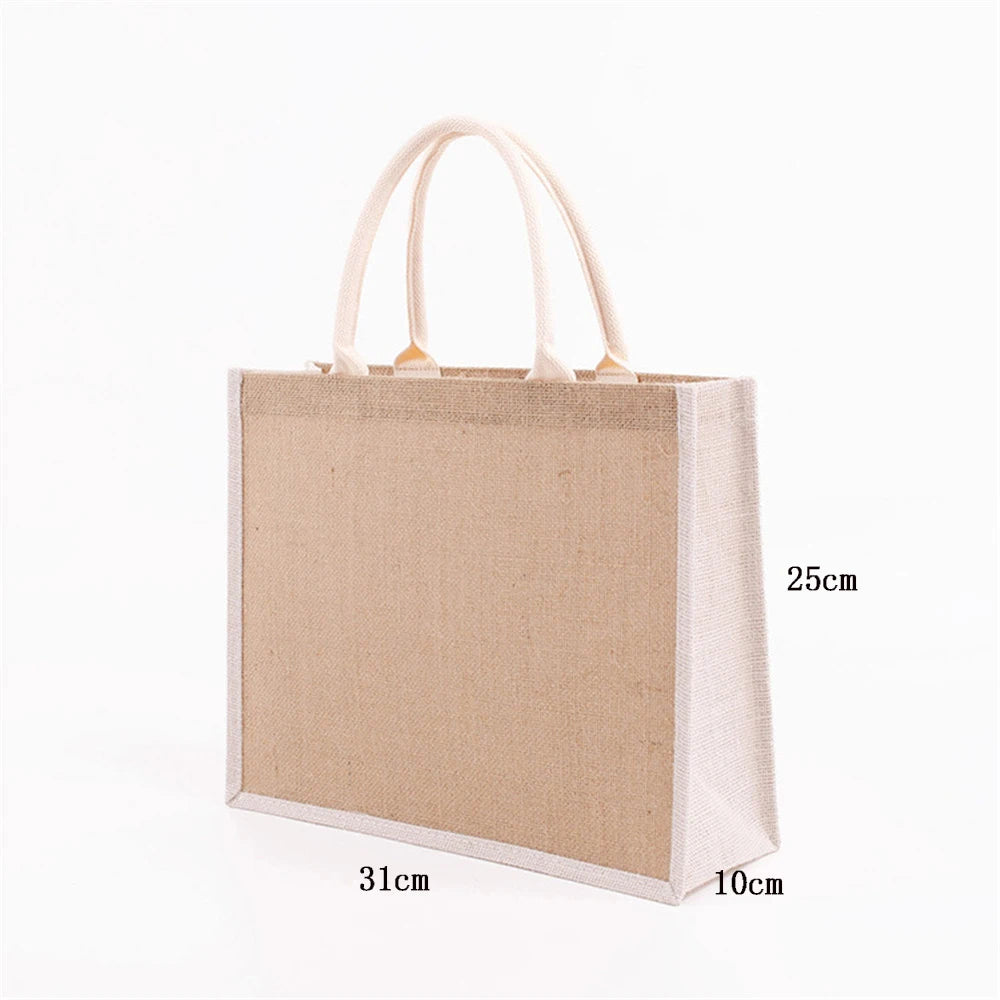 Fashion Burlap Tote Bag – Reusable Jute Beach & Shopping Bag