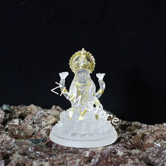 11cm White/Blue Resin Indian Lakshmi Buddha Statue, Mini SIze Delicate Auspicious Figurine of Buddhist Tailsman