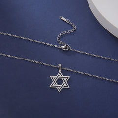 New Fashion Star of David Pendant Necklace  Simple Stainless Steel Necklace Jewelry Gift Wholesale