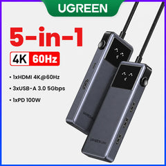 UGREEN Uno USB C HUB Type-C to 4K60Hz 2K120Hz HDMI 1000Mbps RJ45 PD100W USB-A/C 3.0 Splitter for Laptop MacBook HP Dell Docking