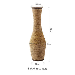 Ins Grass Rope Woven Vase Handmade Flower Insert Holder Large Floor Standing Living Room Decor Retro Versatile Flower Basket