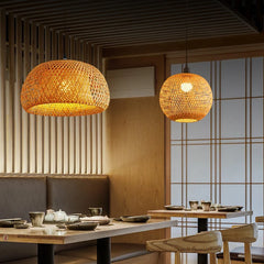 30cm Bamboo Rattan Pendant Lamp – Handwoven E27 Light Home Decor