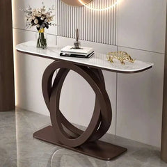 Luxury tablet computer console table Italian semi-circular iron entrance cabinet table Console Tables Creative corridor end view