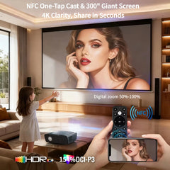 4000 ANSI 4K UHD Video Projector Android 14 Google TV Daytime Native 1080P Wifi Auto Focus Tof Home Theater Beamer For Movie