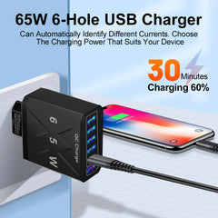 65W 6-Port Fast Charger – QC3.0 Travel Adapter