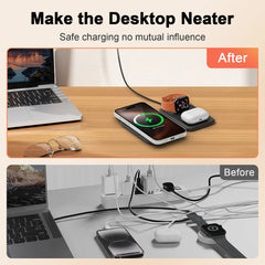 15W Wireless Chargers Magnetic 3 in 1 Foldable Stand Pad Dock Fast Charg Travel iPhone17 16 15 14 13 Pro Max Apple Watch Airpod