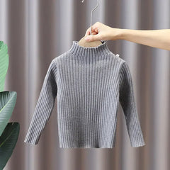 High Neck Baby Sweaters Autumn Winter Kids Boys Girls Long Sleeve Pure Color Knit Sweater Baby Kids Boys Girls Pullover Sweaters