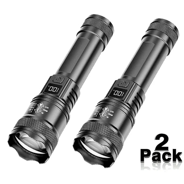 Ultra Bright LED Flashlight 2000LM Type-C Rechargeable Long Range Zoom Tactical Torch Outdoor Emergency Camping Fishing Lantern