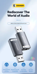 Essager External USB Sound Card To 3.5mm Mic Headphone Jack Stereo Headset Audio Microphone Adapter Speaker Interface For Laptop