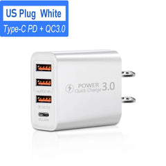 USB Type C Charger 60W PD Fast Charging Phone Charger QC3.0 Wall Power Adapter Travel Charger for iPhone Xiaomi Samsung Huawei