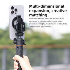 VRIG Magnetic Phone Holder Tripod Mount MagSafe Phone Stand W 1/4 Cold Shoe for iPhone 16 15 14 Samsung Phone Camera Accessories