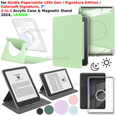 For Kindle Paperwhite 12th Gen Case Colorsoft Signature Edition 7" 2024 360° Rotation 2-in-1 Magnetic Detachable Stand SA568B