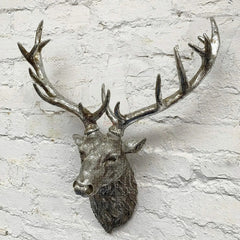 Rustic Metal Stag Deer Head Wall Hanging Mounted Animal Sculpture Decoration for Living Room Office Bar Retro Iron Art Gift