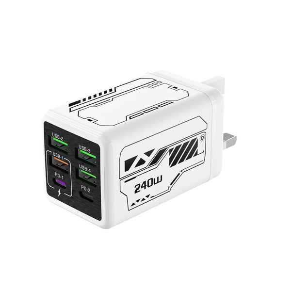 240W 6 Ports USB Charger PD Fast Charging Charger Wall Adapter for iPhone Samsung Xiaomi EU/US/UK Plug Charger Quick Charge 3.0