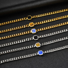 Vnox 5mm Width Adjustable Chain Bracelet for Men, Stainless Steel Acrylic Six-Sided Polished Jewelry Gifts for Husband Son‌ Him