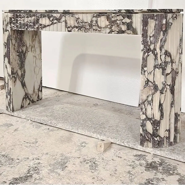 Luxury Modern Calacatta Viola Marble Slim Console Table Living Room Furniture Marble Top Console Table Hallway Entryway Entry Extendable