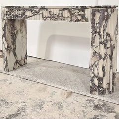 Luxury Modern Calacatta Viola Marble Slim Console Table Living Room Furniture Marble Top Console Table Hallway Entryway Entry Extendable