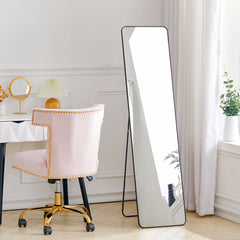 Arched metal length floor mirror bedroom living room Dressing Cream Girls Mirror  Modern Simple Full Body Frame Mirror