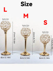 Gold & Silver Classic Crystal Metal Candlestick Holder Luxury Decor for Wedding Candlelight Dinner Valentine Ramadan Birthday