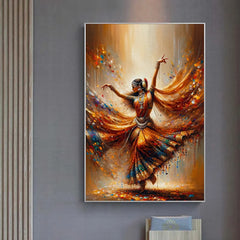 Vintage Traditional Beautiful Indian Woman Folk Dance Art Poster Canvas Painting Wall Print Picture Room Home Decor