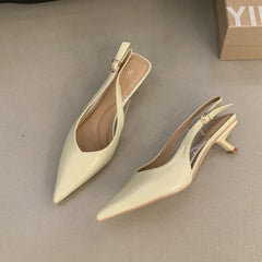 Bailamos Women Sandals Pointed Toe Elegant Low-heels Shoes Summer Fashion Slingback Woman Mules Shoes Pumps Dress Shoes